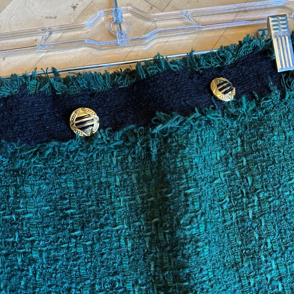 ZARA dark green/black tweed boucle mini skirt, XS  GD1137 - Picture 3 of 4
